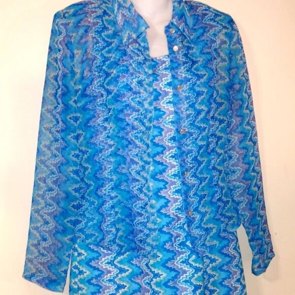 Vintage 1980's Benson & Smith 2pc Sheath Dress With Matching Sheer Blouse - Picture 3 of 16